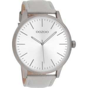 OOZOO Timepieces - Titanium horloge met grijze leren band - C8536