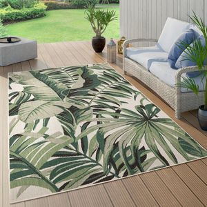 Paco Home Buiten Vloerkleed Voor Buiten Balkon Palm Jungle Patroon Bloemen Boho Groen 80x150 cm