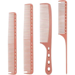Professionele aluminium kammenset voor haarverzorging, knippen en stylen: kam voor lang/kort haar, handvat en staartkam (roségoud)