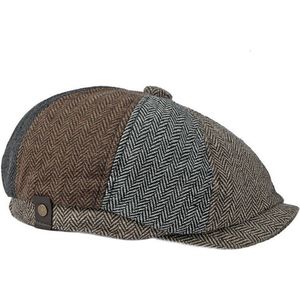 Flatcap ballonpet visgraat pet oversized model newsboy pet