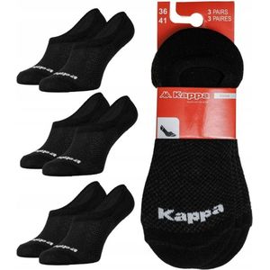 Kappa - Voetteksten Dames en Heren - Maat 36 - 41 cm - 3 paar - Sokken - Kousenvoetje - Onzichtbare - Sneaker sokken - Zwart