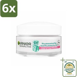 Garnier - SkinActive - Dagcrème - Hyaluronzuur & Aloë Vera - Hydraterend - 50 ml - Voordeelverpakking - 6 stuks - Aloë vera - Hydraterende crème