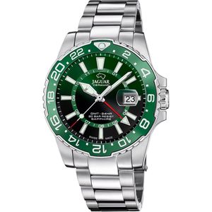 Jaguar J1011/3 Heren Horloge - Saffierglas - Roestvrijstaal/Staal - Zilverkleurig - Ø 44.5 mm - Quartz - Vouw/Vlindersluiting - 20 ATM (duiken)