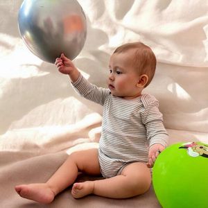 Babyrompertje met lange mouwen OrganicEra biologische baby rompertje met lange mouwen, gestreept