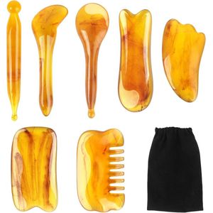 7-delige Gua Sha massagetoolset - Natuurlijke hars schrapers voor gezicht en lichaam - Ontstop meridianen, elimineer vermoeidheid