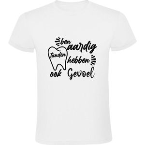Tanden hebben ook gevoel Heren T-shirt | gebit | tandarts | kiezen | tandheelkunde | grappig | Wit