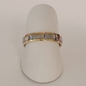 trouwring - heren - Aller Spanninga - 111-5 - geelgoud 14 karaat - palladium - 5 mm - sale Juwelier Verlinden St. Hubert – van €953,= voor €619,=