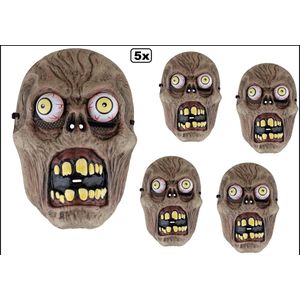 5x Masker Doodshoofd met bewende ogen - PVC - Creepy horror spooktocht halloween griezel doodskop festival