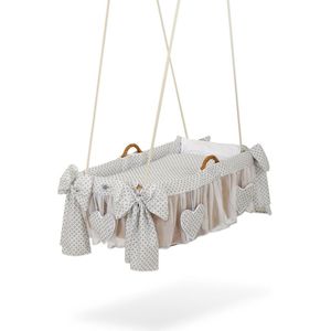 Moses Basket Hangende wieg - Mini rozetten grijs