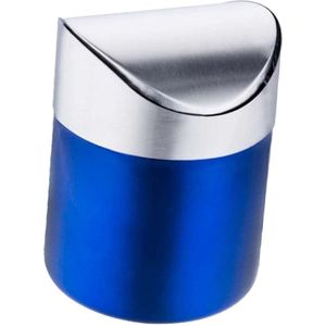 Tafel prullenbak - RVS - Blauw - 17x12cm - afvalbakje aanrecht - Met deksel