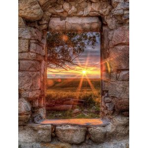 Paintd Diamond Painting Volwassenen Kinderen - Landschap Zonsondergang Raam - 30x40 - Vierkante steentje