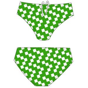 Turbo New Squares Zwemslip Groen,Wit S Man