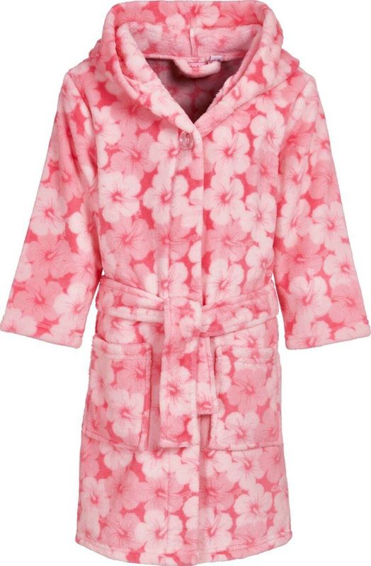 Badjas - Fleece - Blauw - Kinderen - Capuchon - Twee Zakken