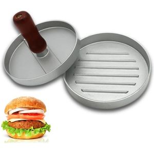 Hamburgerpers met antiaanbaklaag van gegoten aluminium voor het maken van gevulde hamburgers - geschikt voor BBQ bakken of rundvlees