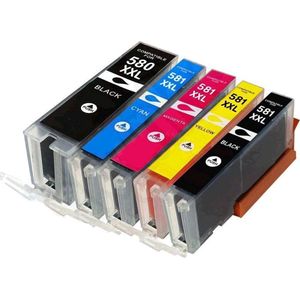 IPEXNL inktcartridge voor Canon PGI-580XXL / CLI-581XXL, Canon 580xl/581xl multipack van 5 kleuren Voor Printers: TS705 / TR7550 / TR8550 / TS6150 / TS6151 / TS6250 / TS6251 / TS6350 / TS8150 / TS8151 / TS8152 / TS8250 / TS8251 / TS8252 / TS8350 V2