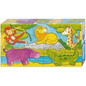 Goki Houten Blokpuzzel Safari, 5st.