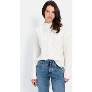 camel active - Gebreide Trui - Wit - Kabelpatroon