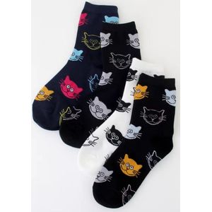 Kattenhebbedingen - voor de kattenliefhebber - sokken - 4-pack- kat - Cat face