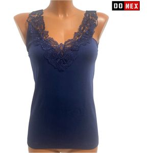2 Pack dames hemd met KANT - 100% katoen - Marinblauw - Maat 4XL