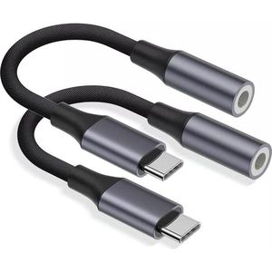 35-mm-jack-adapter USB-C (2 stuks) compatibel met Samsung Huawei - hoofdtelefoonadapter aux audio hoofdtelefoonaansluiting.