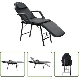 vidaXL Salonmeubilair - Behandelstoelen - Behandelingsstoel voor gezicht 185x78x76 cm kunstleer zwart - Massageruimte - Schoonheidssalon - Huidverzorging