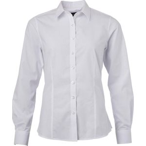 James and Nicholson Dames/dames Poplin-shirt met lange mouwen (Wit)