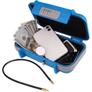 Sleutelkluis Draagbare kluis Combinatie LockBox Code Waterdichte Anti-Diefstal Mini Travel Kluis met Verwijderbare Ketting - Draagbare Lock Box voor Thuis Kantoor Cash Box Hotel Auto's Reizen
