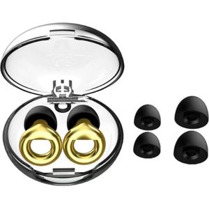 Harde Ring Oordoppen Goud - Anti-snurk - Earplugs - Reizen - Overprikkeling - Goud Deluxe - SNR 23 dB Demping - Harde Oortjes - Metallic - Festival Oordopjes - Herbruikbare Gehoorbescherming - Siliconen voor Slaap en Gevoeligheid - 8 Dop