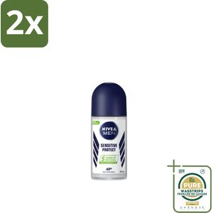 Nivea - Men - Deodorant - Roller - Sensitive Protect - 50 ml - Voordeelverpakking - 2 stuks - Gevoelige huid - Deodorant roller
