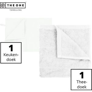 The One Towelling Keukentextiel set - 1 Handdoek & 1 Theedoek - Voordeelverpakking - 50 x 50 cm / 50 x 70 cm - Katoen - 2-Delig - Wit