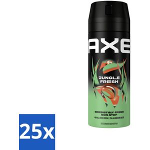 25 x AXE - Deodorant Spray - Jungle Fresh - Tropische Geur - Verfrissend - 150 ml - Deodorant Spray - Tropische Geur - Frisheid - Zweetbestrijding - Geurneutralisatie