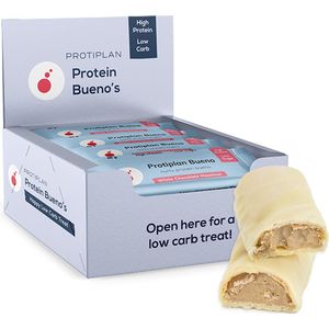 Protiplan | Bueno Witte Chocolade Hazelnoot | 12 Stuks | 12 x 40 gram | Low carb snack | Eiwitrepen | Koolhydraatarme sportvoeding | Afslanken met Proteïne repen | Snel afvallen zonder hongergevoel!