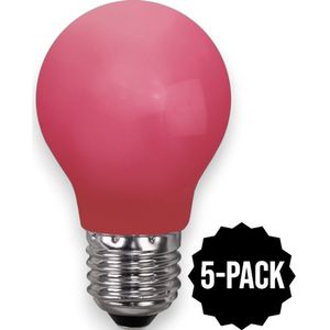 5-Pack | Prikkabel - Standaard bol - E27 - 0.9W - Rood