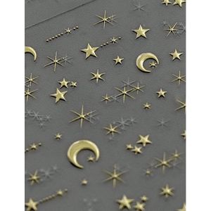 Nail Art Stickers | nagelstickers | vallende sterren - maan goudkleur | 1 velletje