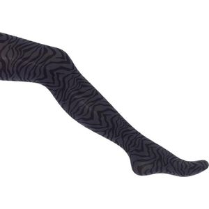 Bonnie Doon - Dames - Fine Zebra Tights - Zwart/Light Grey Heather - maat 40/42