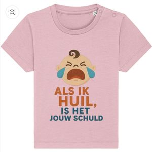 Kinder t-shirt - als ik huil - roze - 12-18 maanden