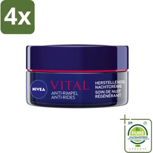 NIVEA - Nachtcrème - VITAL Anti-Rimpel Herstellend - Voor rijpe huid - Met Vitamine F, Teunisbloemolie & Calcium - 50 ml - Voordeelverpakking - 4 stuks - Nivea Vital - Anti-rimpel crème