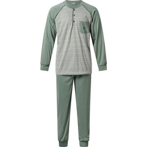 Gentlemen - heren pyjama 944229 - single jersey - knoophals - groen - maat XXL