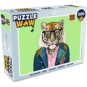 Puzzel Bloemen - Bril - Tijger - Dieren - Safari - Legpuzzel - Puzzel 500 stukjes