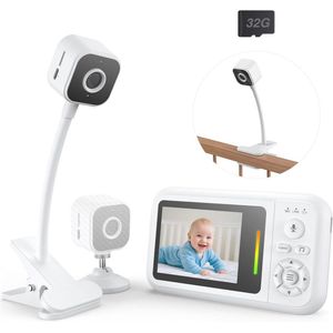 Babyfoon camera met clip en houder - 1080p met nachtzicht, bidirectionele audio en huildetectie