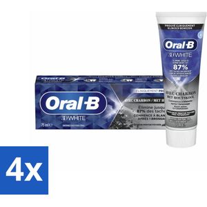 4 x Oral-B Tandpasta 3D White Houtskool 75 ml - Tandpasta - Whitening - Houtskool - Diepreiniging - Stralende Glimlach