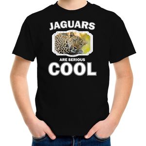 Dieren jaguars/ luipaarden t-shirt zwart kinderen - jaguars are serious cool shirt  jongens/ meisjes - cadeau shirt luipaard/ jaguars/ luipaarden liefhebber - kinderkleding / kleding 110/116