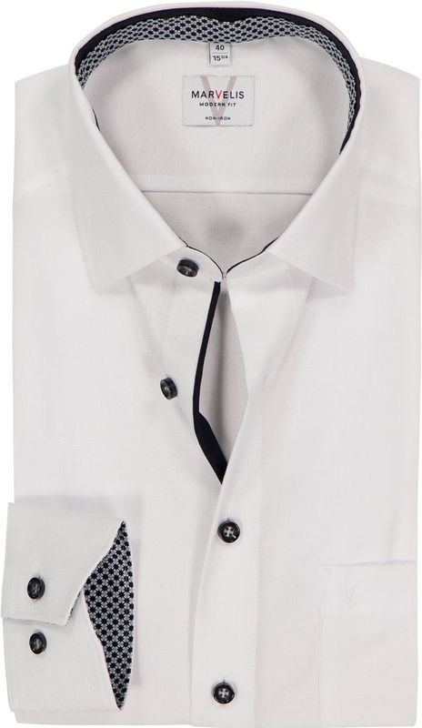 MARVELIS - Modern Fit - Overhemd - Wit - Strijkvrij
