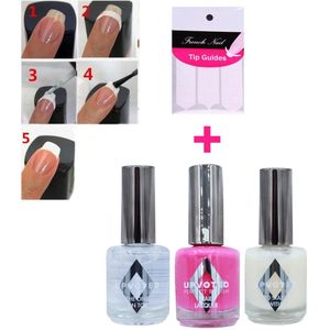 GUAPÀ® French Manicure Set met nagelstickers | Tip Guides | Nagel Sjablonen | Smile Line Nagels | 4 Delige French Manicure Nagel Set | Fuchsia