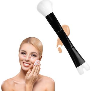Nose Contour Brush - U-Shaped Makeup Brush - Nasal Contour Brush met Twee Einden - Pro Contour Duo Brush voor het Vormen en Definiëren van Neus, Wangen en Botcontouren (Zwart, Wit)