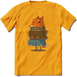 Casual vos T-Shirt Grappig | Dieren honden Kleding Kado Heren / Dames | Animal Skateboard Cadeau shirt - Geel - XXL