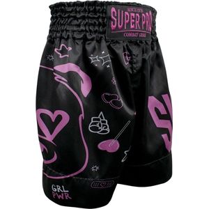 Super Pro Combat Gear - Boxingshort - Zwart/Roze/Wit - Kids Bear - 164