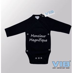 VIB® - Rompertje Luxe Katoen - Monsieur Magnifique (Zwart) - Babykleertjes - Baby cadeau