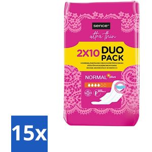 Sence - Normaal - Maandverband - Zonder Vleugels - 2 x 10 Maandverbanden - Bulkverpakking - 15 stuks