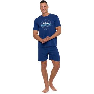 Heren korte katoen pyjama- blauw- katoen L